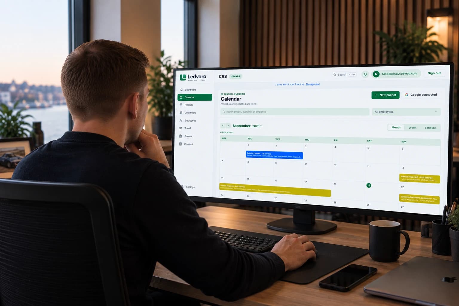 Operationsplattformen vi byggde, på skärm