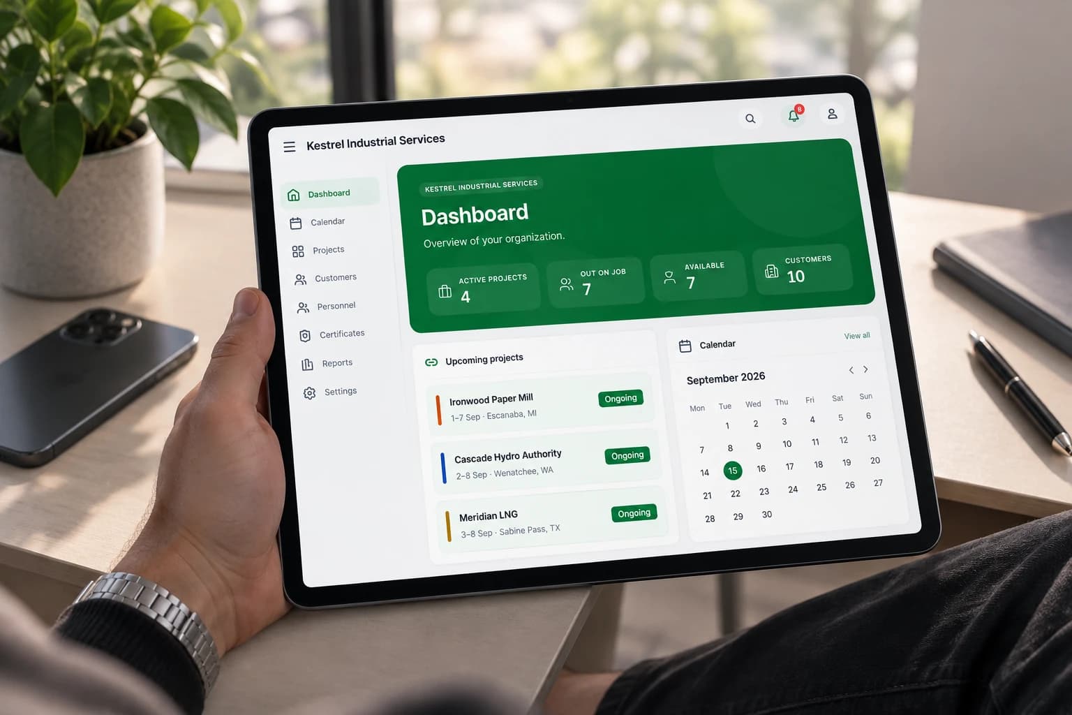 Ledvaros operationsplattform på en surfplatta